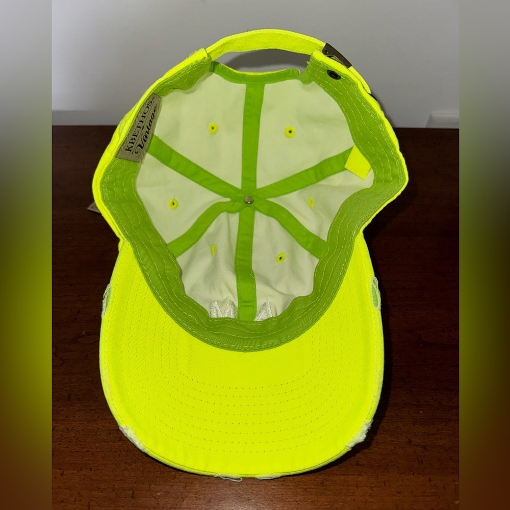 Neon Yellow MAMA Distressed Baseball Cap – Adjustable NWT - Picture 5 of 7